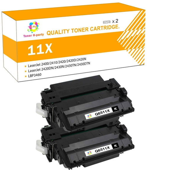 Toner H-Party Compatible Toner Cartridge Replacement for HP Q6511X Use with LaserJet 2400 2410 2420 2420D 2420N 2420DN 2430N 2430TN 2430DTN Printer Ink (Black,2-Pack)