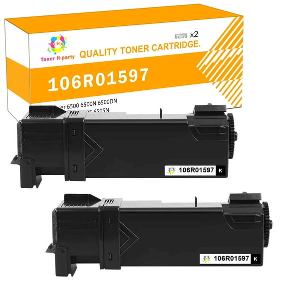 Toner H-Party Compatible Toner Cartridge Replacement for Xerox 106R01597 Use with Xerox Phaser 6500 6500N 6500DN, WorkCentre 6505 6505N 6505D Printer Ink (Black,2-Pack)