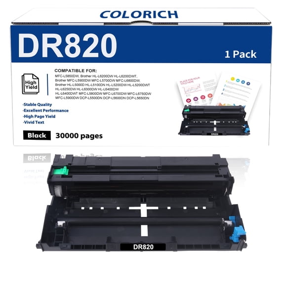 Drum Unit 820 Compatible for Brother DR820 DR-820 DR 820 HL-L6200DW MFC-L5850DW MFC-L5900DW MFC-L6700DW MFC-L5800DW HLL6200DW HL-L5200DW HLL5100DN Printer (Black, 1-Pack)