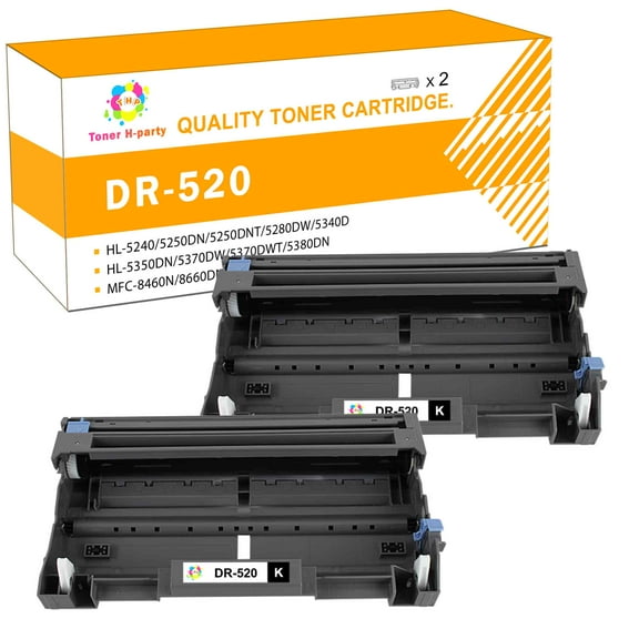 Toner H-Party Compatible Drum Unit Replacement for Brother DR-520 DR-620 for Use with HL-5240 5250DN 5250DNT 5280DW 5340D, MFC-8460N 8660DN 8670DN, DCP-8080DN 8065DN 8085DN (Black,2-Pack)