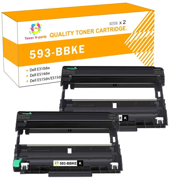 Toner H-Party Compatible Drum Unit Replacement for Dell 593-BBKE E310dw E514dw E515dn E515dw (Black, 2 Pack)