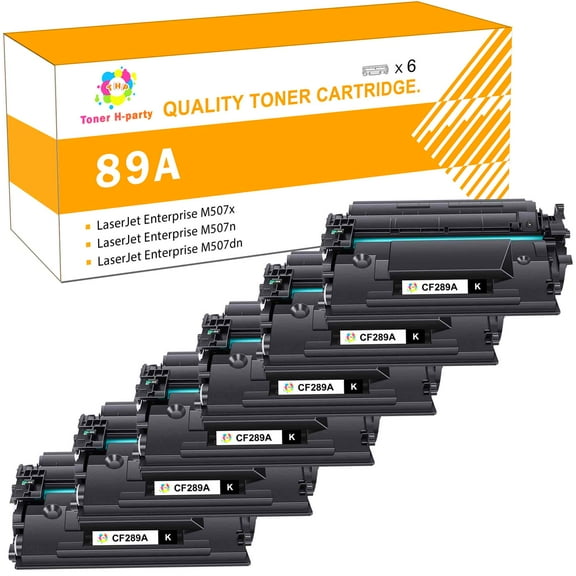 Toner H-Party Compatible Toner Replacement NO-Chip for HP CF289A 89A LaserJet Enterprise MFP M528dn M528f M507x M507n Enterprise Flow MFP M528c M528z ( 6-Pack, Black)