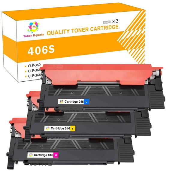 Toner H-Party Compatible Toner Replacement for Samsung CLT-C406S M406S Y406S XAA Xpress C410W C460W CLP-360 366 365W CLX-3300 3306W 3306FN Printer Ink (Cyan,Magenta,Yellow)