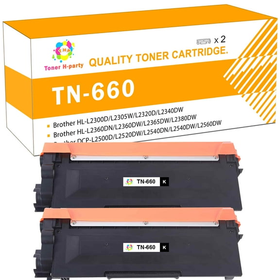 Toner H-Party Compatible Toner Cartridge for Brother TN660 TN-660 TN630 TN-630 for HL-L2300D HL-L2380DW HL-L2320D DCP-L2540DW MFC-L2700DW MFC-L2740DW MFC-L2685DW HL-L2360DW Printer Ink (2-Pack, Black)