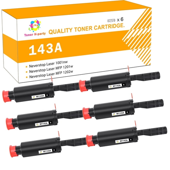 Toner H-Party Toner Cartridge Compatible for W1143A for Use with HP Neverstop Laser 1001nw 1201w 1202w Printer Ink (Black,6-Pack)