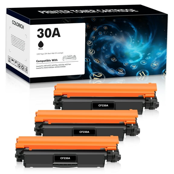 Colorich Compatible Toner Cartridge for HP 30A CF230A Laserjet Pro MFP M203dw M227fdw M227fdn M203d M203dn M227sdn M227 M203 (Black, 3 Pack)