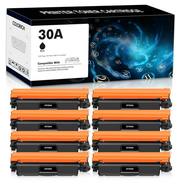 Colorich Compatible Toner Cartridge for HP 30A CF230A Laserjet Pro MFP M203dw M227fdw M227fdn M203d M203dn M227sdn M227 M203 (Black, 8 Pack)