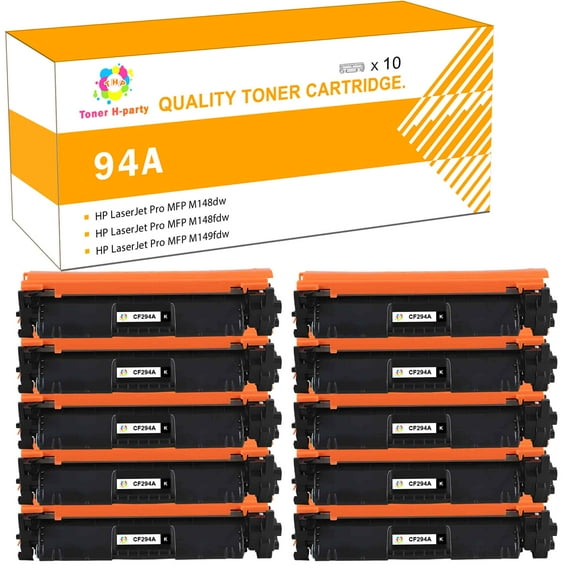 Toner H-Party Compatible Toner Cartridge for HP 94A CF294A Laserjet Pro M118dw MFP M148dw MFP M148fdw Printer (Black, 10-Pack)