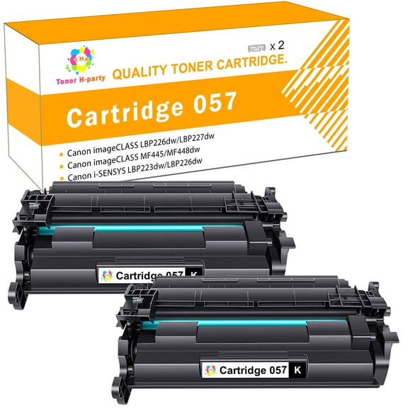 Toner H-Party Compatible Toner Cartridge with Chip for Canon 057 ImageCLASS MF445dw MF448dw MF449dw LBP226dw LBP227dw Printer (Black, 2-Pack)