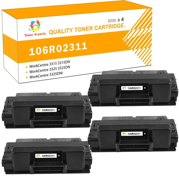 Toner H-Party Compatible Xerox 3315 3325 106R02311 Toner Cartridge Replacement for Xerox Use with Xerox WorkCentre 3325DN 3315DN 3325DNI (Black,4-Pack)