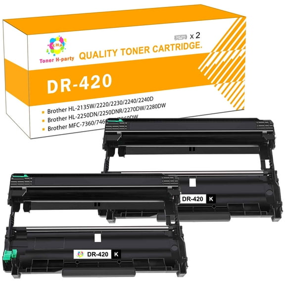 Toner H-Party DR 420 DR420 Compatible Drum Unit With Brother HL-2135W 2250DNR 2270DW 2280DW DCP-7060 7060D 7065DN 7070DW (12000 Pages,2 Pack Drum,NO Toner)