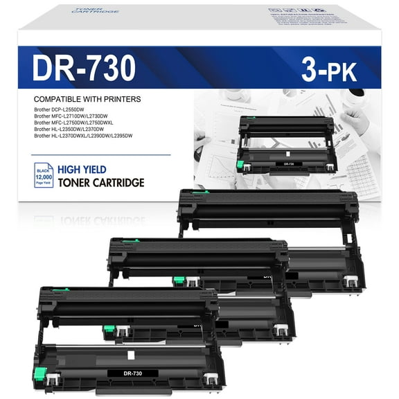Colorich DR730 Drum Unit Compatible for Brother DR-730 Use in DCP-L2550DW MFC-L2710DW HL-L2390DW MFC-L2750DW HL-L2370DWXL HL-L2370DW MFC-L2750DWXL Printer (Black, 3-Pack)
