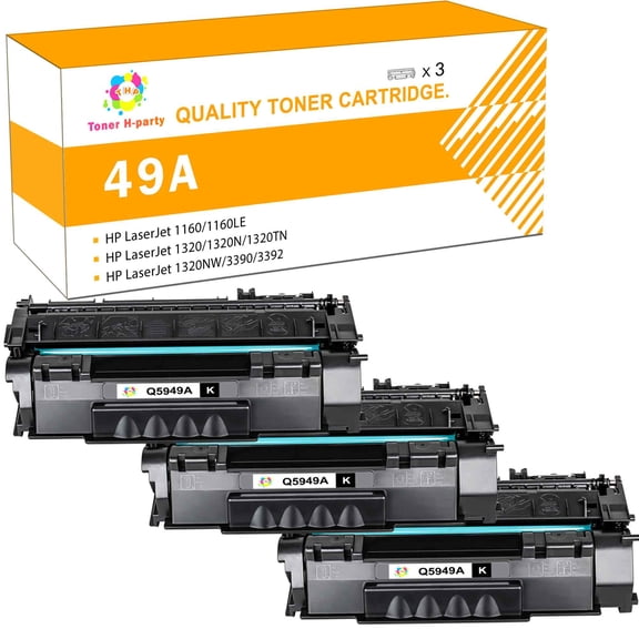 Toner H-Party Q5949A 49A 49a toner Compatible Toner Cartridge for P2014 P2014n P2015 P2015d 1320 1320n 1320tn 1320nw Printer (Black,3 Pack,3000 Pages)