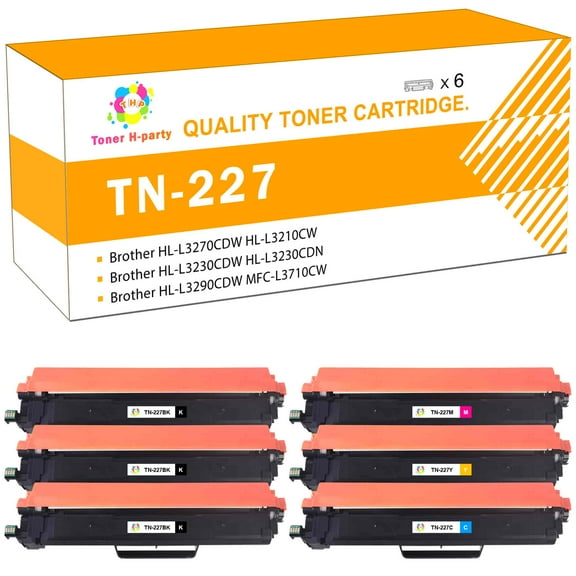 Toner H-Party TN227/TN223 Compatible Toner Cartridge for Brother TN-227BK TN-227C TN-227M TN-227Y MFC-L3750CDW HL-L3210CW HL-L3290CD HL-L3230CDW Printer Ink (2*Black, Cyan, Magenta, Yellow)