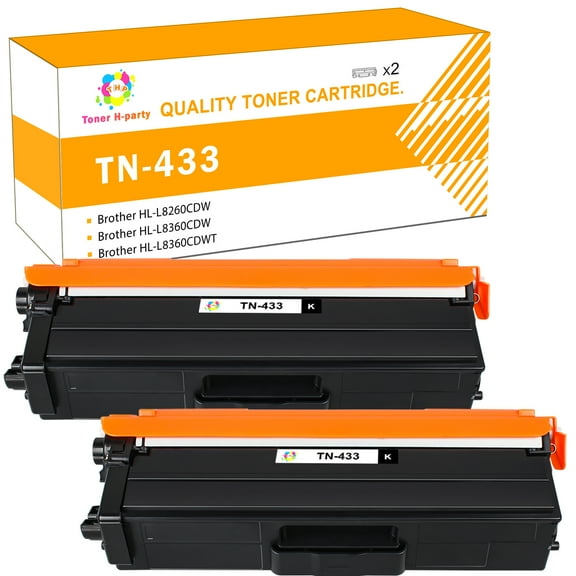 Toner H-Party TN433 TN-433 Black High Yield toner cartridge TN433BK - Compatible Replacement for Brother TN433 TN436 Compatible with HL-L8260CDW HL-L8360CDW MFC-L8610CDW MFC-L8900CDW (2 Pack, Black)