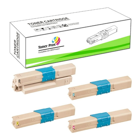 Toner Pros Compatible Toner Cartridge 46508704, 46508703, 46508702, 46508701 for Oki Okidata C332dn C332 MC363dn MC363 (4-Color Pack) - Black 3,500 and Colors 3,000 Pages