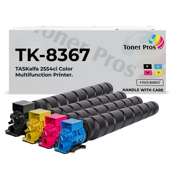 Toner Pros Toner Cartridge for Kyocera Taskalfa 2554ci Color Multifunction Printer – High Yield 4-Pack – Replaces TK-8367K, TK-8367C, TK-8367M, TK-8367Y – Made in USA