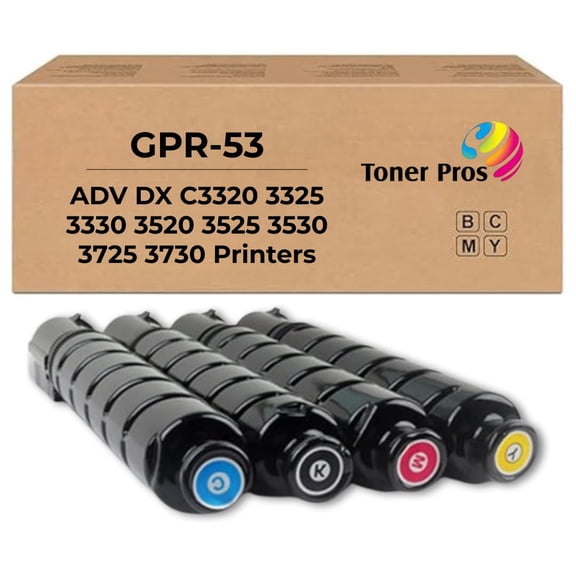 Toner Pros (GPR53) Toner for Canon GPR-53 (GPR-53BK GPR-53C GPR-53M GPR-53Y) ImageRunner iR- ADV DX C3320 3325 3330 3520 3525 3530 3725 3730 3826 3830 3835 (4 Color) BLK 36,000 Page