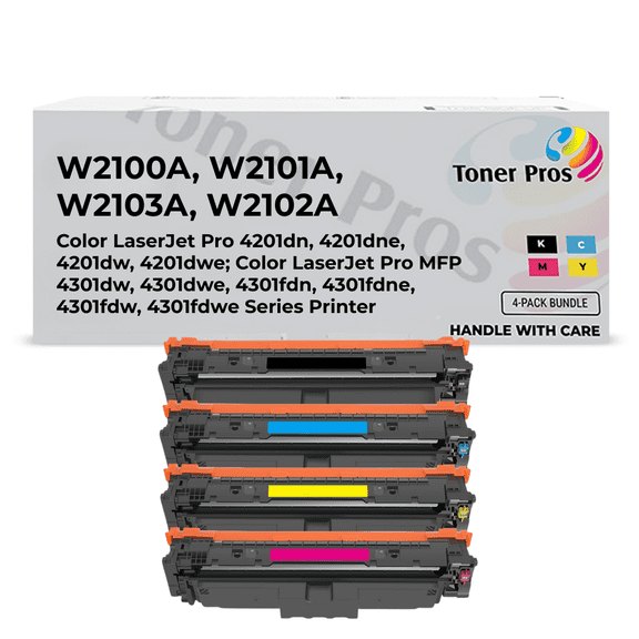Toner Pros High Yield 210X Toner Cartridges 4-Pack with Chip Included (Black, Cyan, Magenta, Yellow) Compatible for HP Color LaserJet Pro MFP 4301fdw, 4301fdn, 4201dw, 4201dn