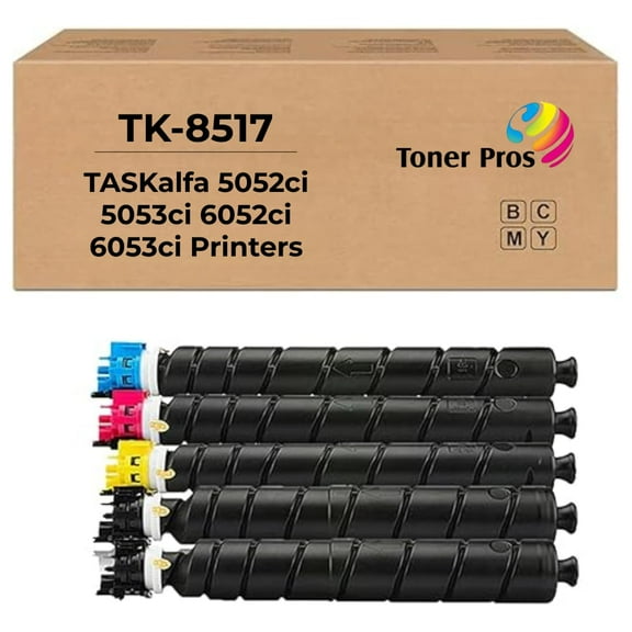 Toner Pros Replacement TK-8517 Toner Cartridge - Compatible for Kyocera TASKalfa 5052ci 5053ci 6052ci 6053ci Color Printers, 4 Color Pack: KCMY - Yield 30,000 Black & 20,000 Colors Pages