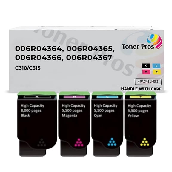 Toner Pros Replacement Toner Cartridge Set for Xerox C310, C315 (006R04364, 006R04365, 006R04366, 006R04367) Printers – High Yield Black 8,000 & Color 5,500 Pages – Made in USA – Office Printer Toner