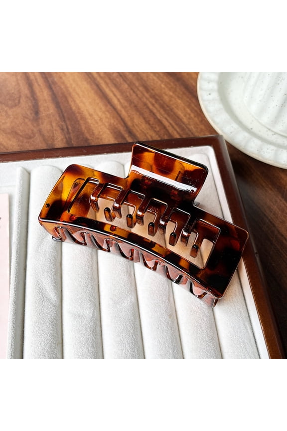 6 PCS 4.1 Inch Large Claw Clips for Thick Hair, Double Layer Teeth Tortoise Shell Rectangle Hair Clips for Hat,Strong Hold Square Big Claw Clip Non Slip Baseball Jaw Clips Hair Accessories