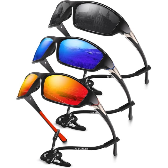 Tonewbye Polarized Sports Sunglasses for Men, Mens Sunglasses Wrap Around UV Protection for Cycling Fishing Driving