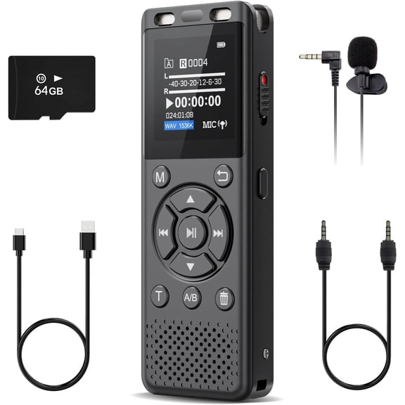 Tonfarb 64GB Digital Voice Recorder with Playback,Audio Recording Device