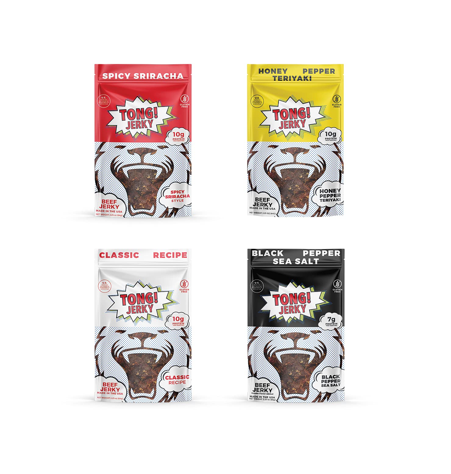 Tong Jerky Variety Sampler DHF10 Beef Jerky Snacks 2.25 SugarFree