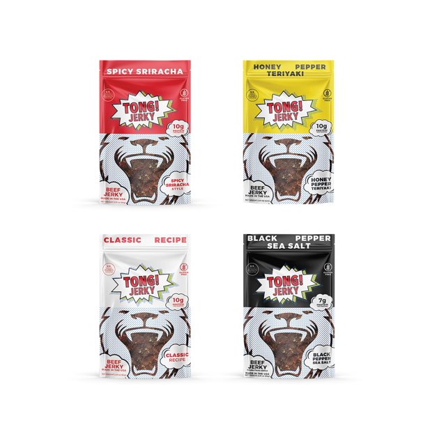 Tong Jerky Variety Sampler DHF10 Beef Jerky Snacks 2.25 SugarFree