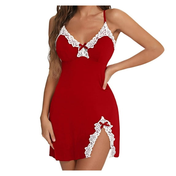 Tong Women's Sexy Lingerie Sexy Lace Sexy Strap Nightdress V Neck Sleeveless Pajamas