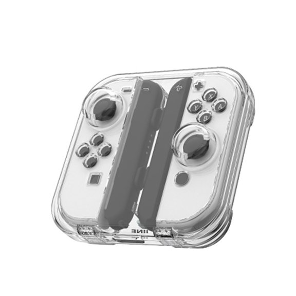 TongDE Clear Joy-Con Storage Case with Game Card Slots, Hard Transparent Protective Cover with Anti-Lost Lanyard for Nintendo Switch Controllers