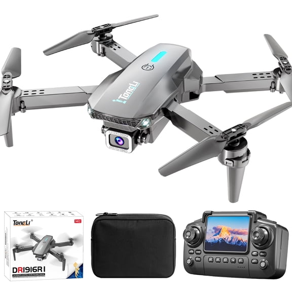 TongLi DR1916R Foldable RC Drone with HD Dual Cameras & Screen Controller, Altitude Hold, 360 Flip, for Teens
