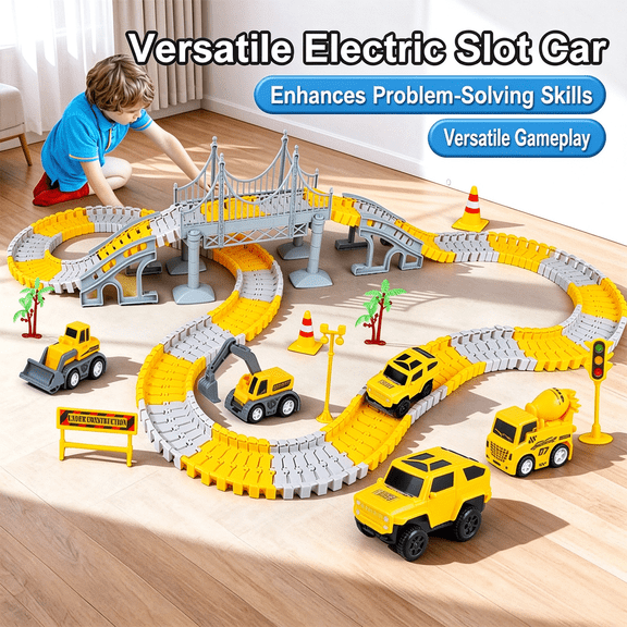 TongLi Kids Flexible Construction Track Set, High-Speed Race Track, Simulated Scenes for Parent-Child Interaction.