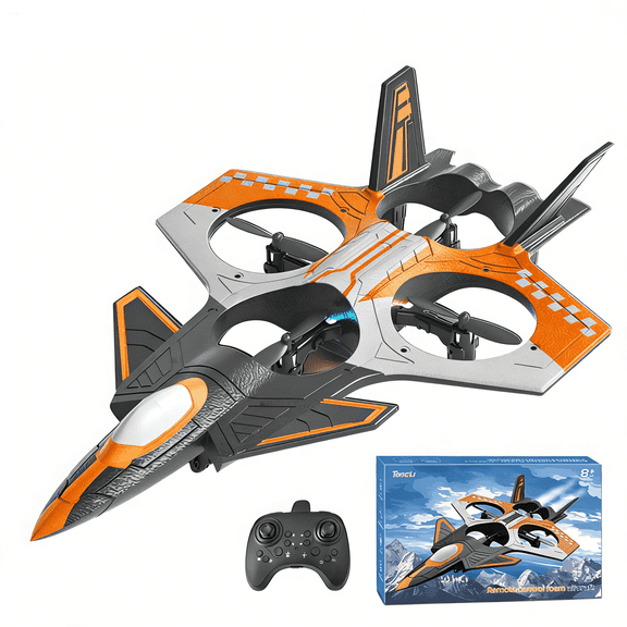 TongLi Kids RC Fighter Jet, EPP CrashResistant Foam FixedWing Stunt Drone Toy, Ages 14+