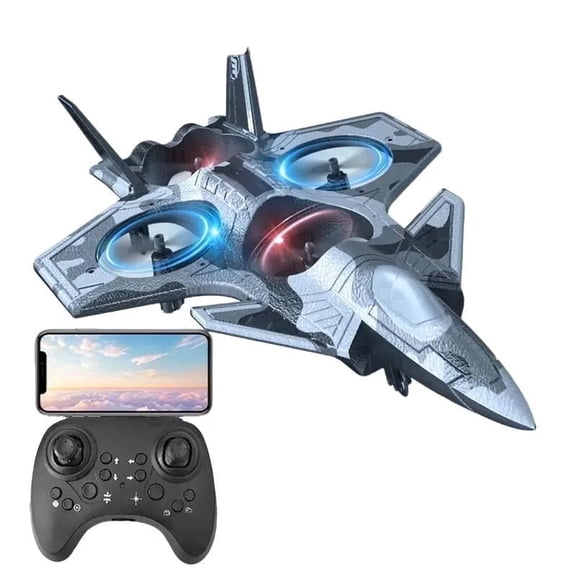TongLi Camo Blue RC Fighter Jet, Crash Resistant EPP Fixed Wing Plane Toy for Teens Ages 14+, Holiday Gift