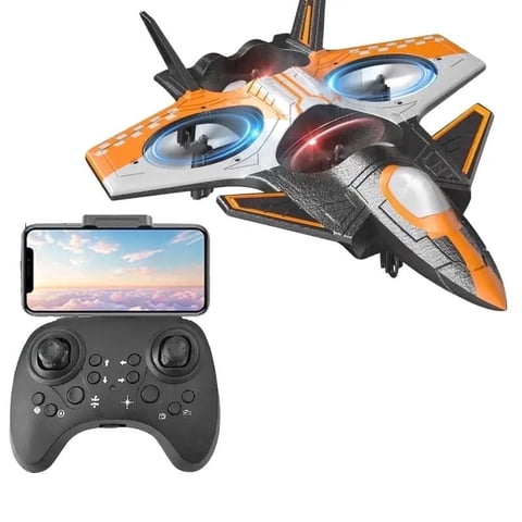 TongLi Orange EPP RC Fighter Plane, Gyro Stabilized Crashproof Fixed-Wing Stunt Aircraft Photography Toy for Boys