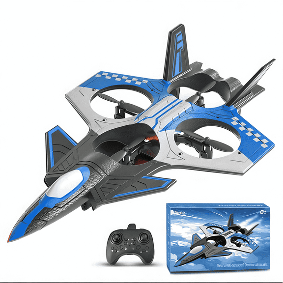 Tong Li RC EPP Foam Fighter Drone, Anti-Fall Stunt Aircraft, VTOL, Color LED Lights, 30cm, Rechargeable Plane Toy, Age 14+ Hobby Gift