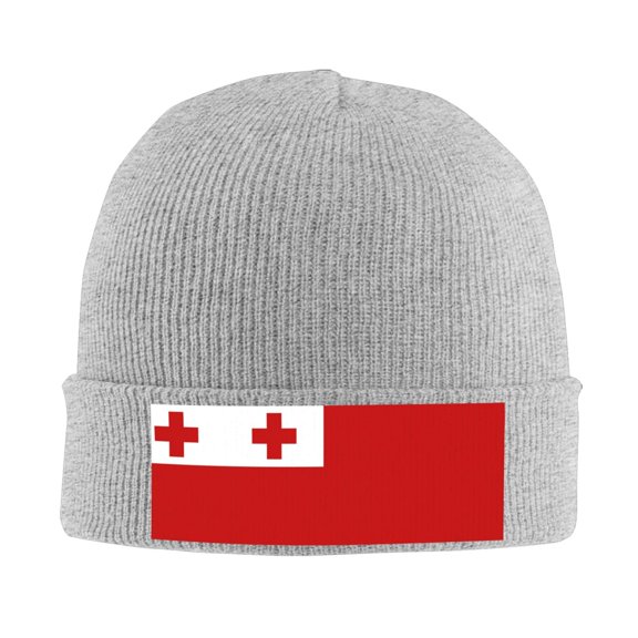 Tonga Flag Beanie Hat Knit Hat Skull Cap for Men Women Winter Hat Gray