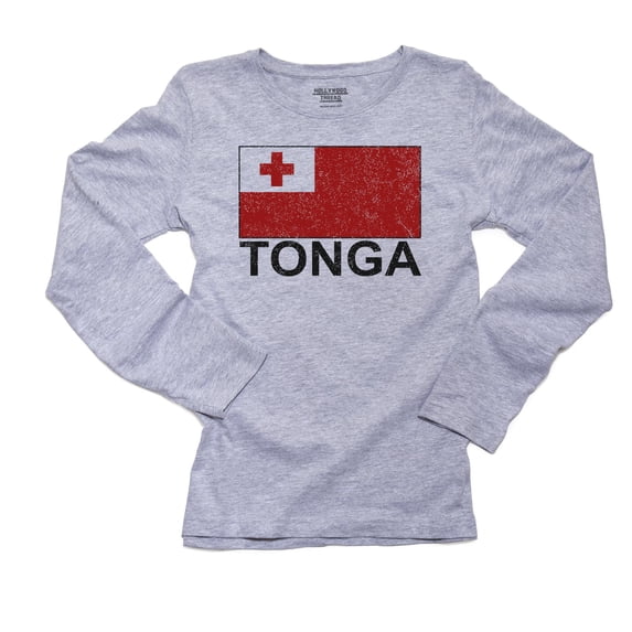 Tonga Flag - Special Vintage Edition Women's Long Sleeve Grey T-Shirt