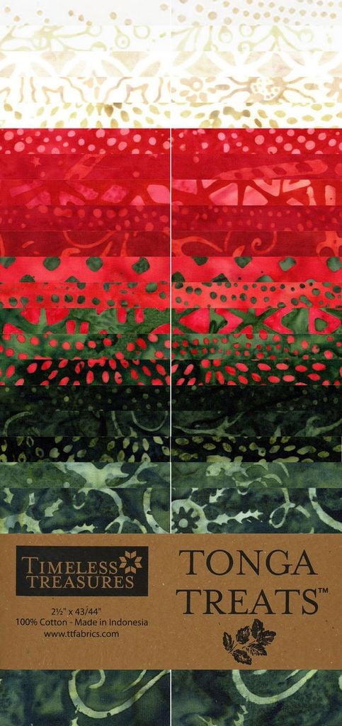 Tonga Treats Timeless Treasures Hand-Dyed Batiks Christmas Winter Holidays 2.5" Strips Bundle Quilter's Cotton Fabric Precuts (TREAT-STRIP40-FESTIVE) M411.06