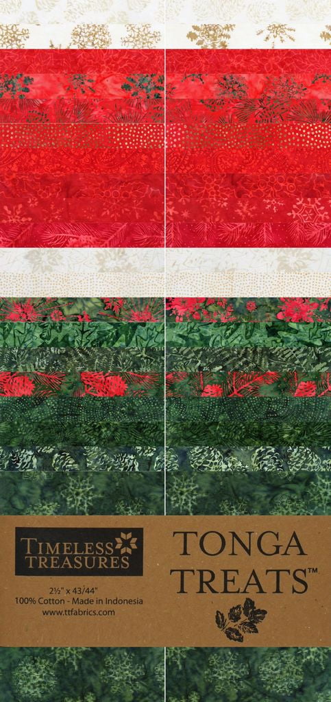 Tonga Treats Timeless Treasures Hand-Dyed Batiks Christmas Winter Holidays 2.5" Strips Bundle Quilter's Cotton Fabric Precuts (TREAT-STRIP40-MISTLETOE) M207.62