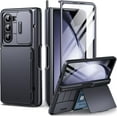 thumbnail image 1 of Tongate Protective Armor Case for Samsung Galaxy Z Fold 5 with Stand, S Pen Holder, Hinge Protection, Slide Camera Cover, Black, 1 of 8
