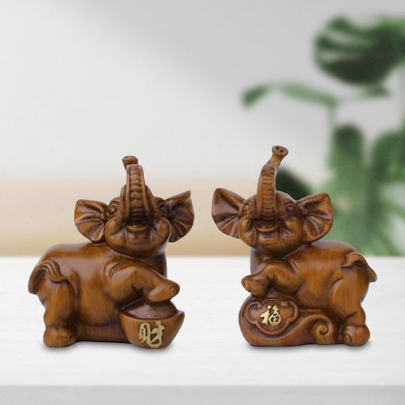 Tongina 2 Pieces Couple Elephant Statues, Elephant Statue Decor Resin Figurine Sculpture for Living Room Arrangement Decoration Gifts