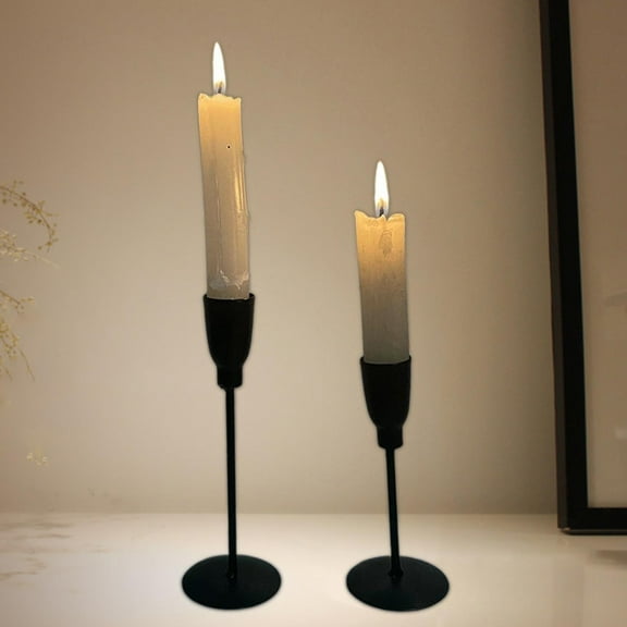 Tongina 2 Pieces Iron Candlestick,Candle Holder,Candlestick Holders for Taper Candles Tabletop Ornament for Housewarming Gift Dinning Black