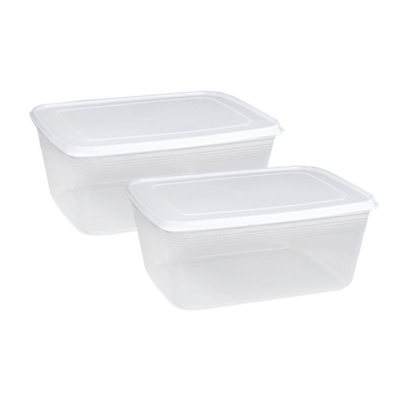 Tongina 2 Pieces Refrigerator Food Storage Containers Fridge Produce Saver Portable Stackable for Pantry Fridge Household Pizza Crust 3000ml