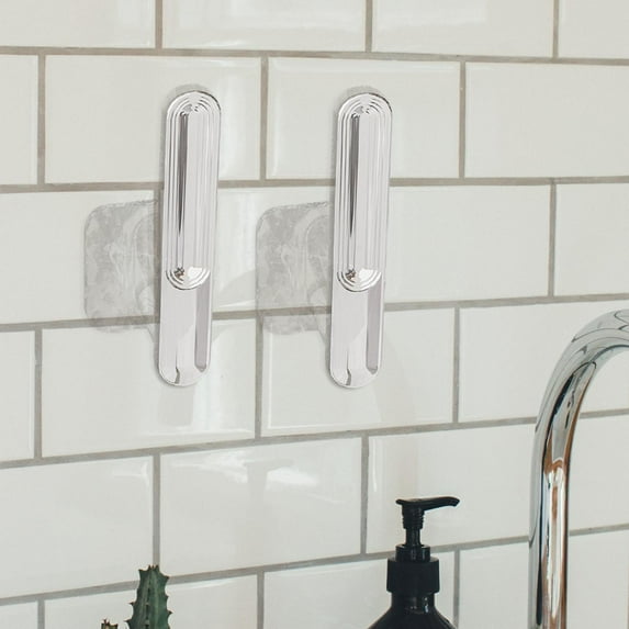 Tongina 2Pcs Towel Hooks Wall Hooks Towel Hanger Wall Mounted Reusable Hairband Hooks Shower Hooks for Kitchen Home Bathrobe Bathroom Clear Clear