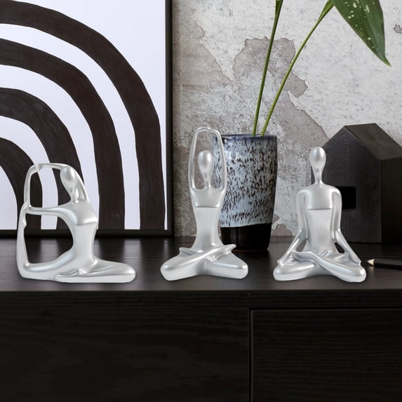 Tongina 3 Pieces Yoga Women Statue Nordic Yoga Figurine Resin Craft Sculpture Ornament for Living Room Indoor Cabinet Desk Decoration
