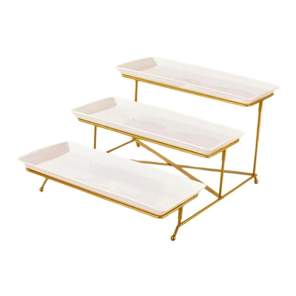 Tongina 3 Tier Cupcake Stand Dessert Server Display Holder Home Decor Multipurpose Table Display Set Tiered Serving Tray for Cupcakes gold and white