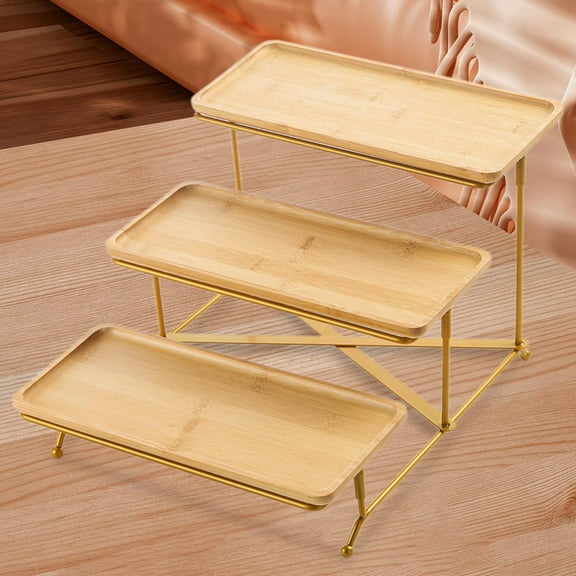 Tongina 3 Tier Serving Platter Stand Set Party Display Set Platter Serving Platters Tray for The Pastry Snacks Sandwiches Fruit Macaron Gold Rack